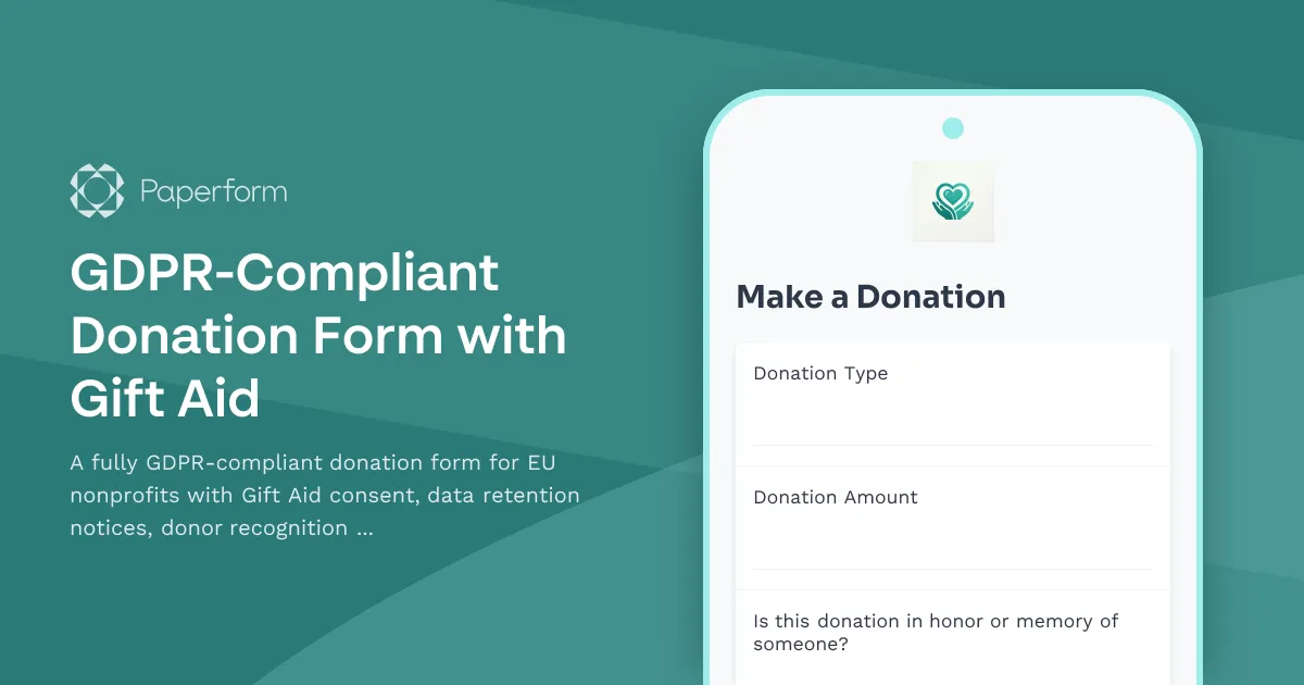 GDPR-Compliant Donation Form with Gift Aid