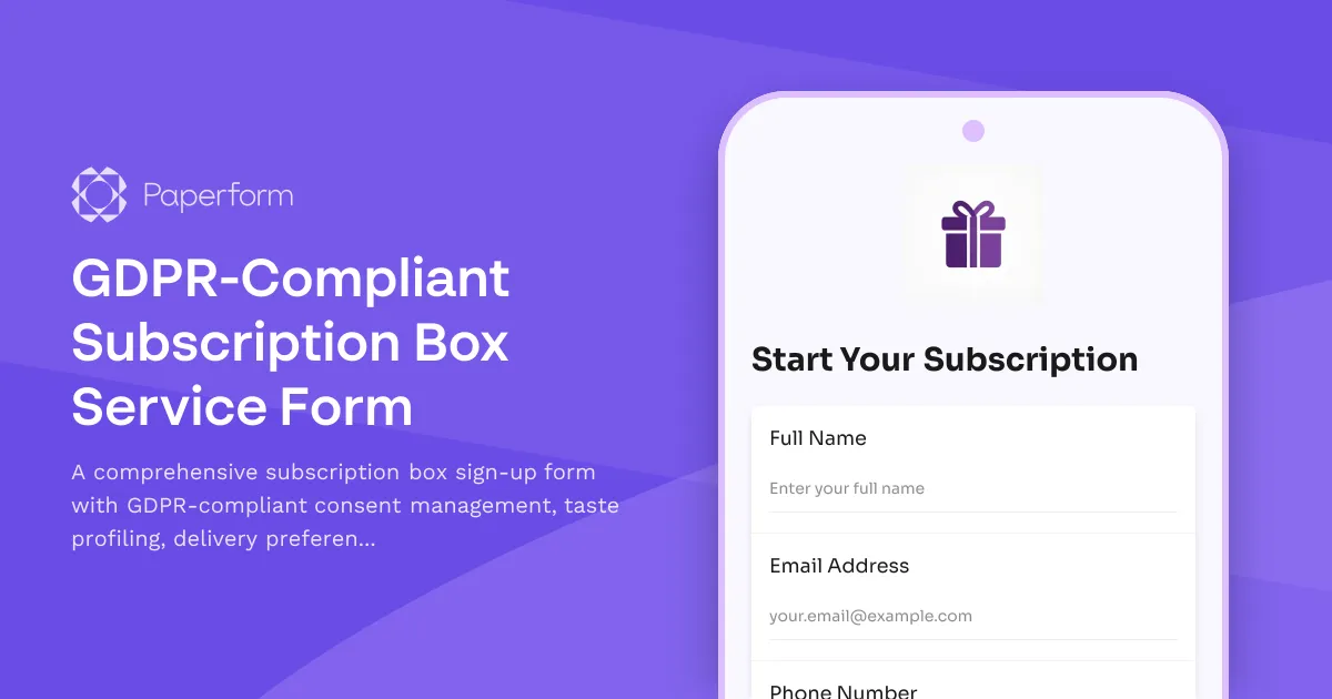 GDPR-Compliant Subscription Box Service Form