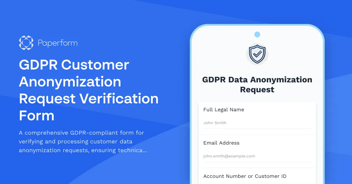 GDPR Customer Anonymization Request Verification Form