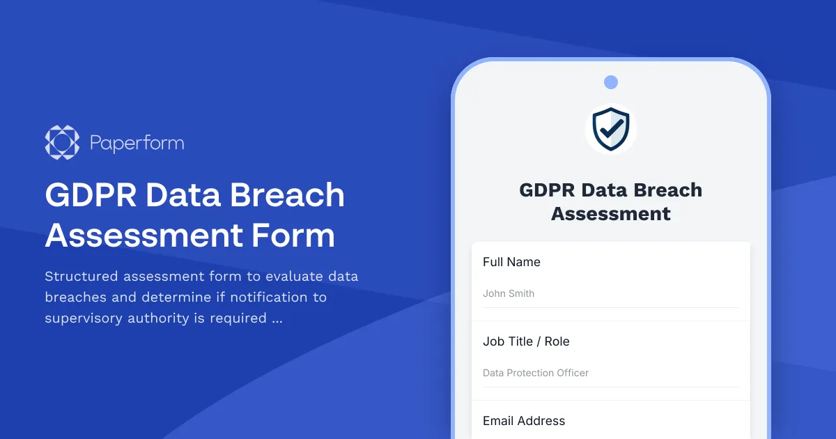 GDPR Data Breach Assessment Form