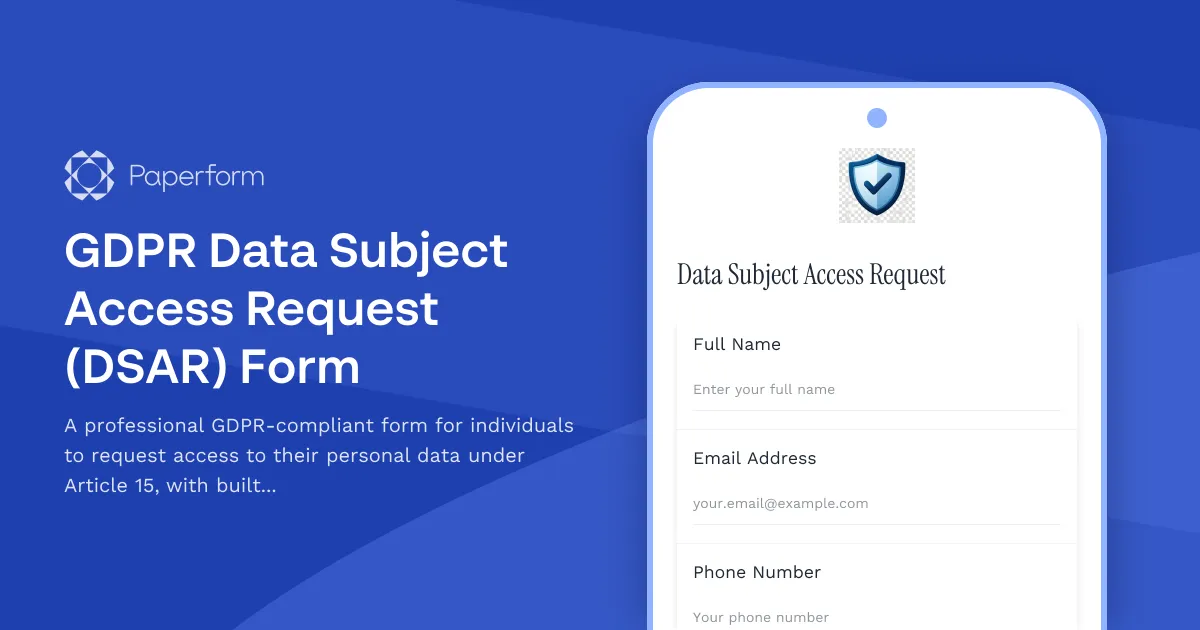 GDPR Data Subject Access Request (DSAR) Form