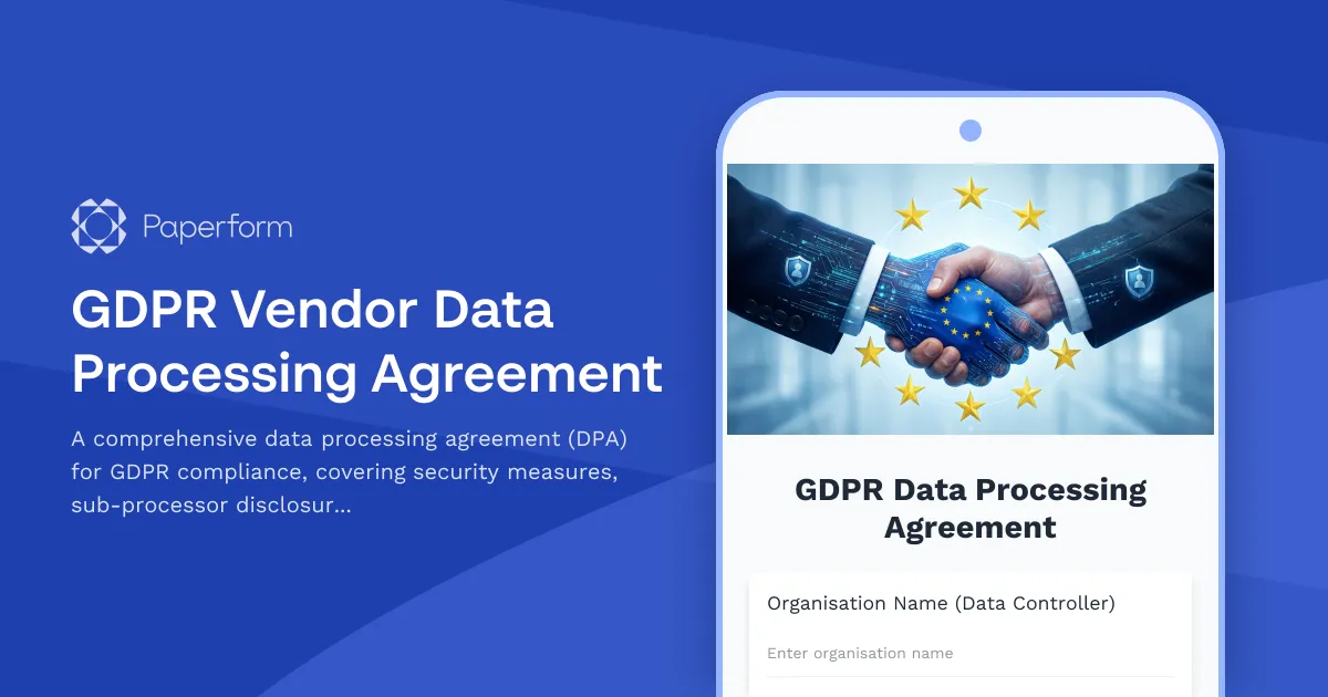 GDPR Vendor Data Processing Agreement