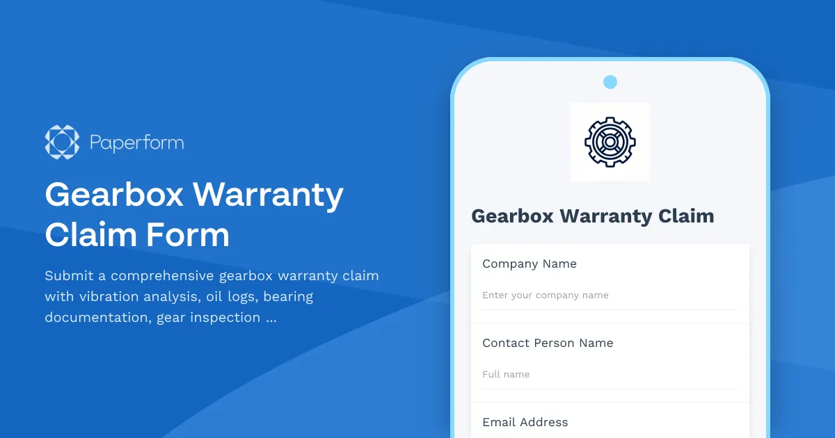 Gearbox Warranty Claim Form