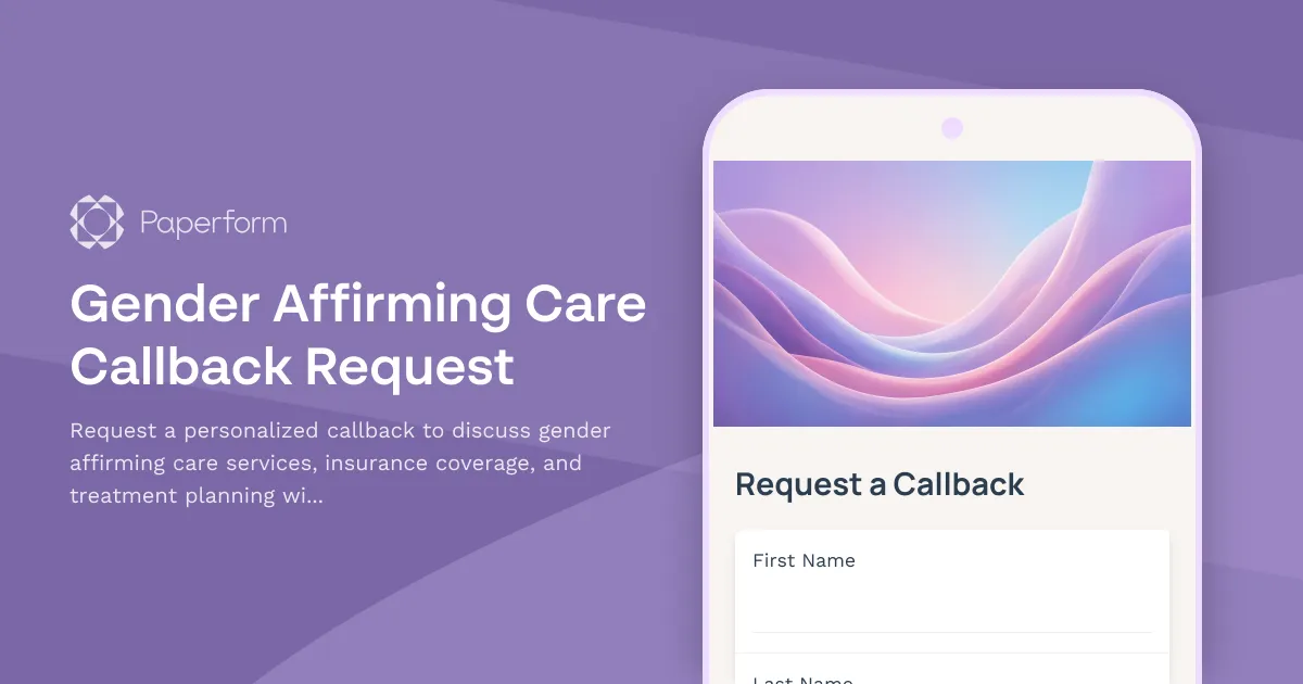 Gender Affirming Care Callback Request
