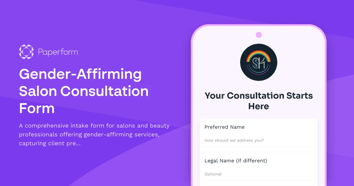 Gender-Affirming Salon Consultation Form