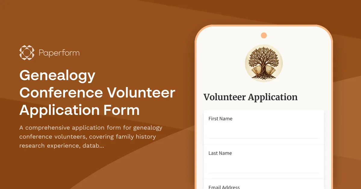 Genealogy Conference Volunteer Application Form