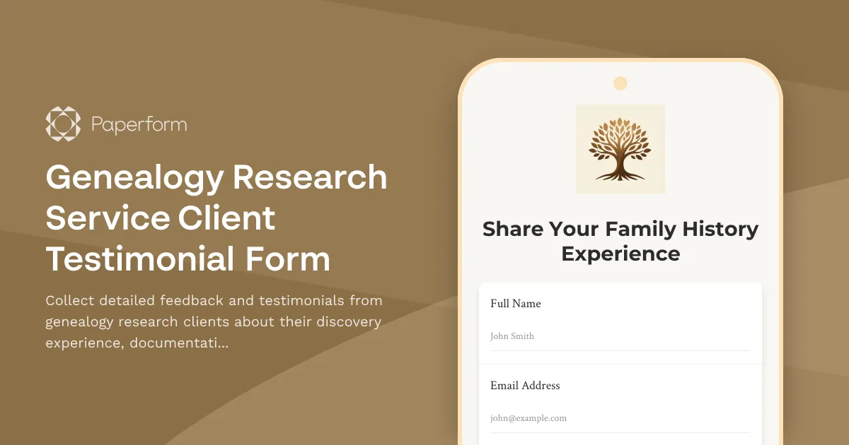 Genealogy Research Service Client Testimonial Form