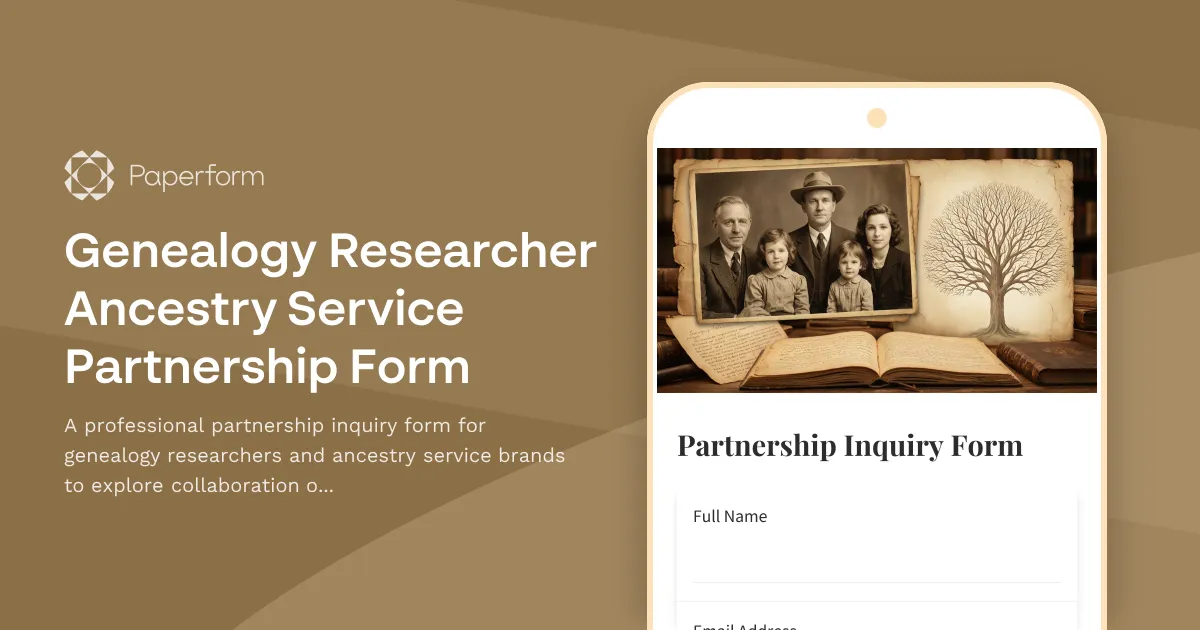 Genealogy Researcher Ancestry Service Partnership Form