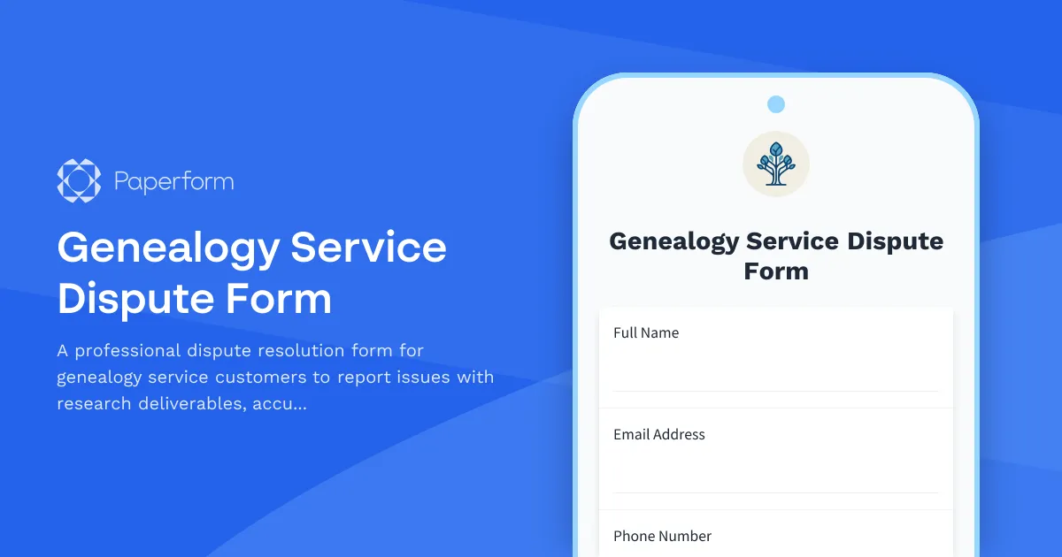 Genealogy Service Dispute Form