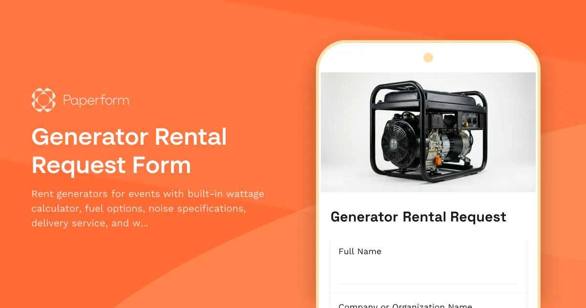 Generator Rental Request Form