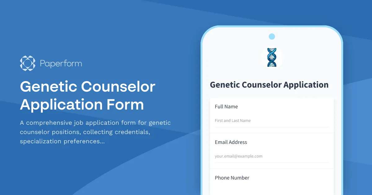Genetic Counselor Application Form