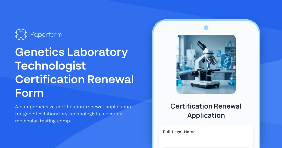 Genetics Laboratory Technologist Certification Renewal Form