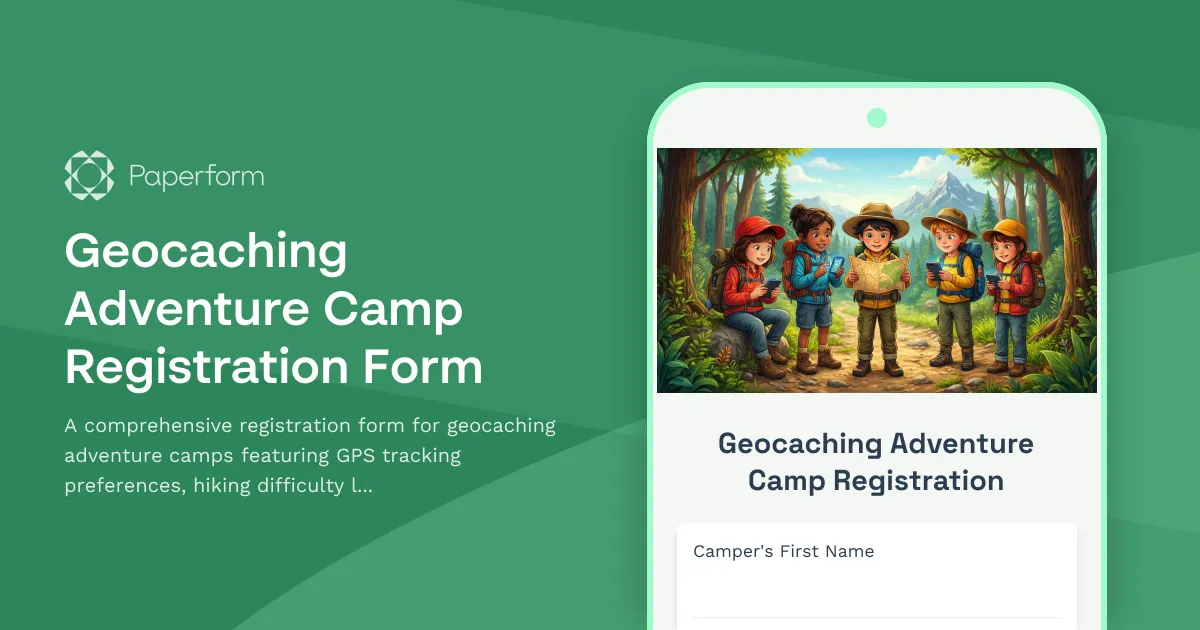 Geocaching Adventure Camp Registration Form