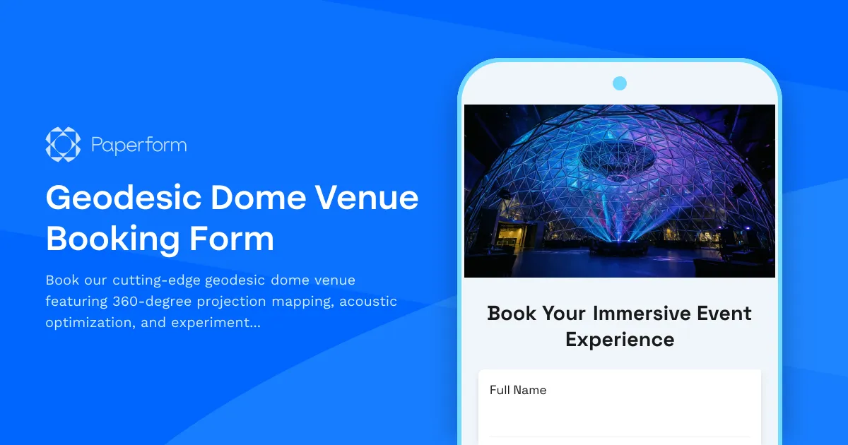 Geodesic Dome Venue Booking Form