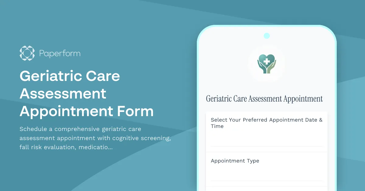 Geriatric Care Assessment Appointment Form