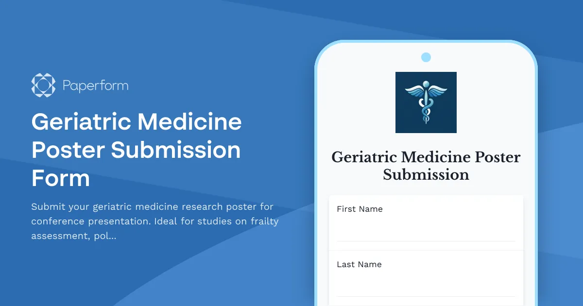 Geriatric Medicine Poster Submission Form