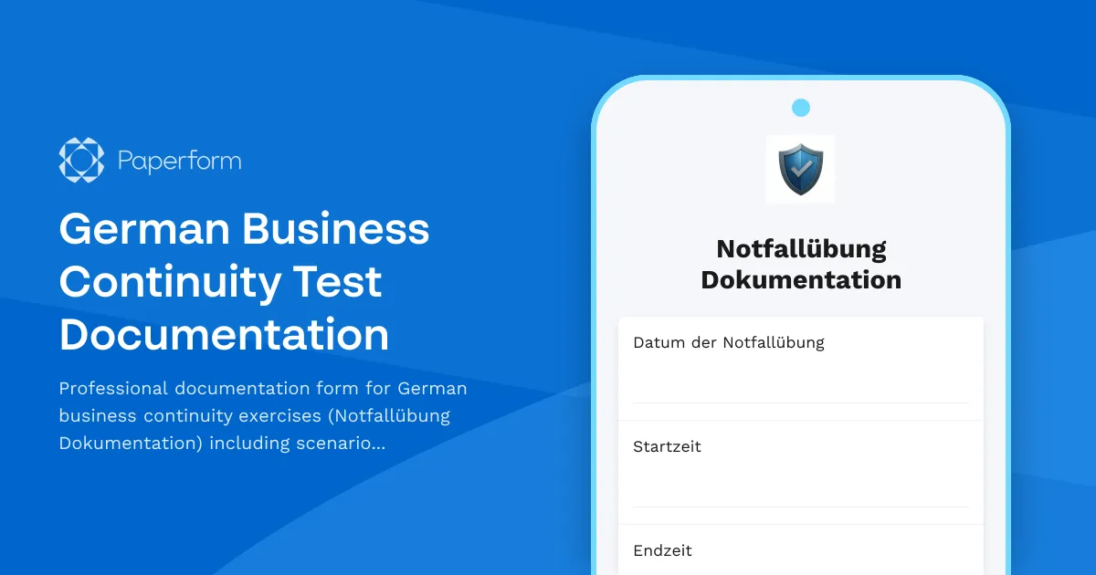 German Business Continuity Test Documentation