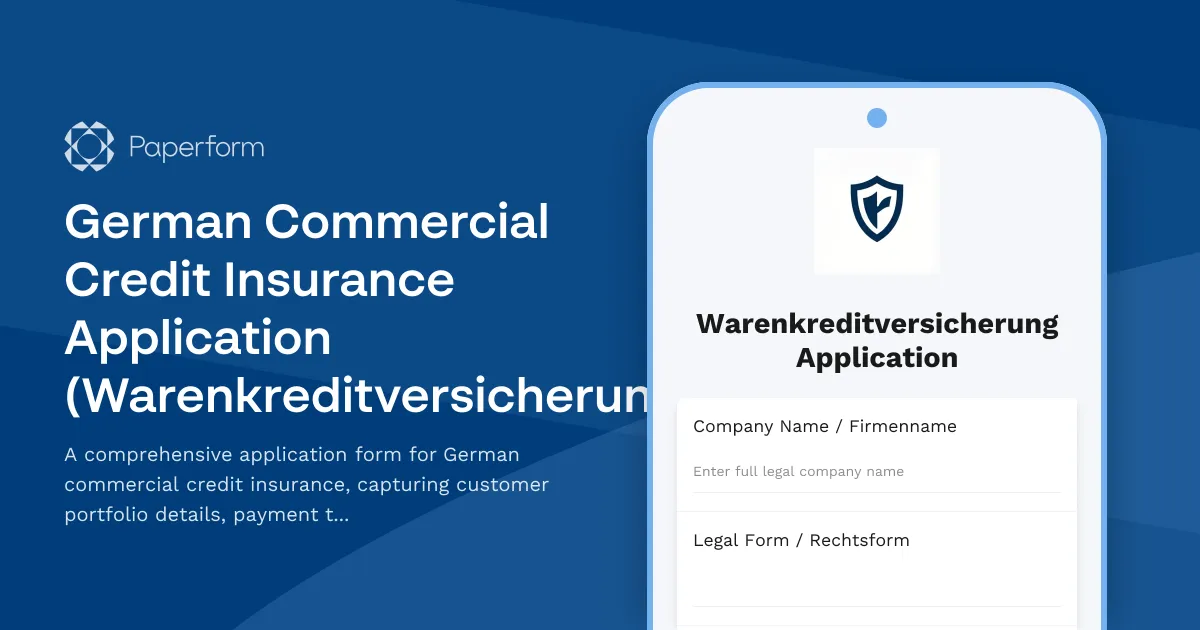 German Commercial Credit Insurance Application (Warenkreditversicherung)