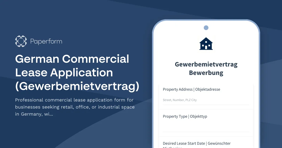 German Commercial Lease Application (Gewerbemietvertrag)