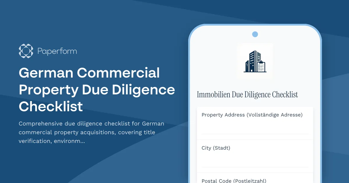German Commercial Property Due Diligence Checklist