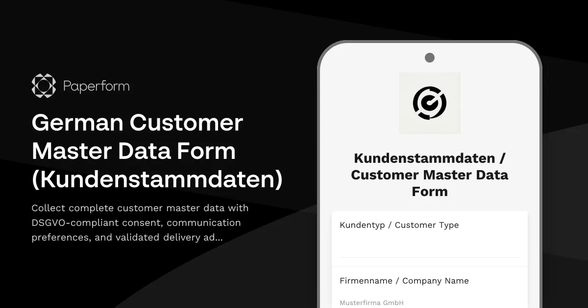 German Customer Master Data Form (Kundenstammdaten)