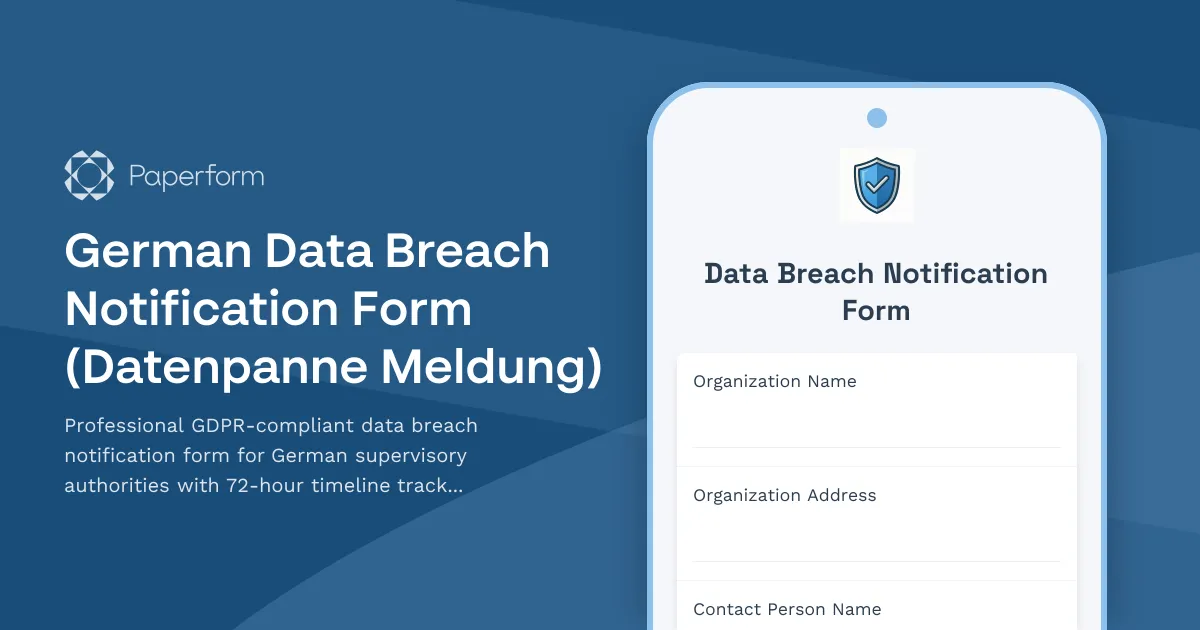 German Data Breach Notification Form (Datenpanne Meldung)