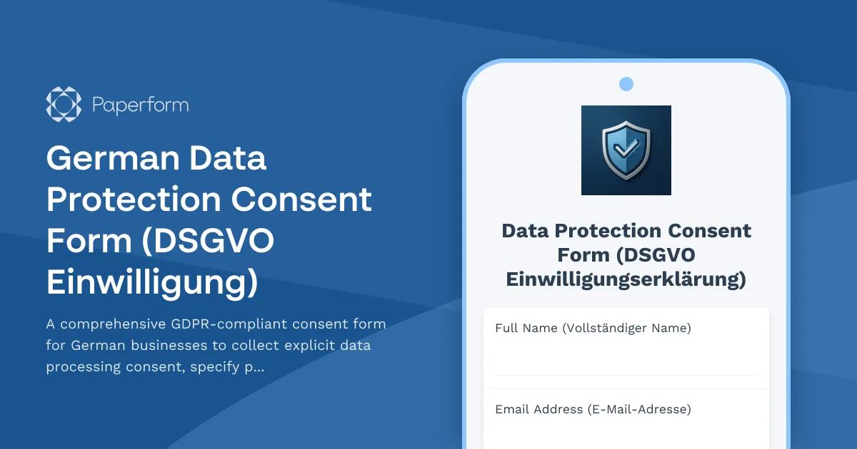 German Data Protection Consent Form (DSGVO Einwilligung)