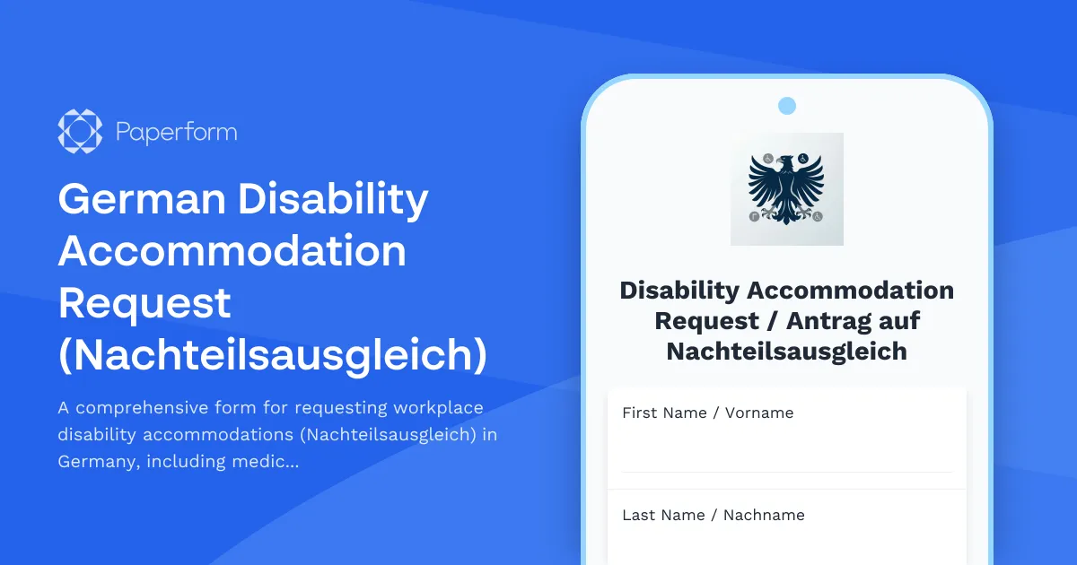 German Disability Accommodation Request (Nachteilsausgleich)