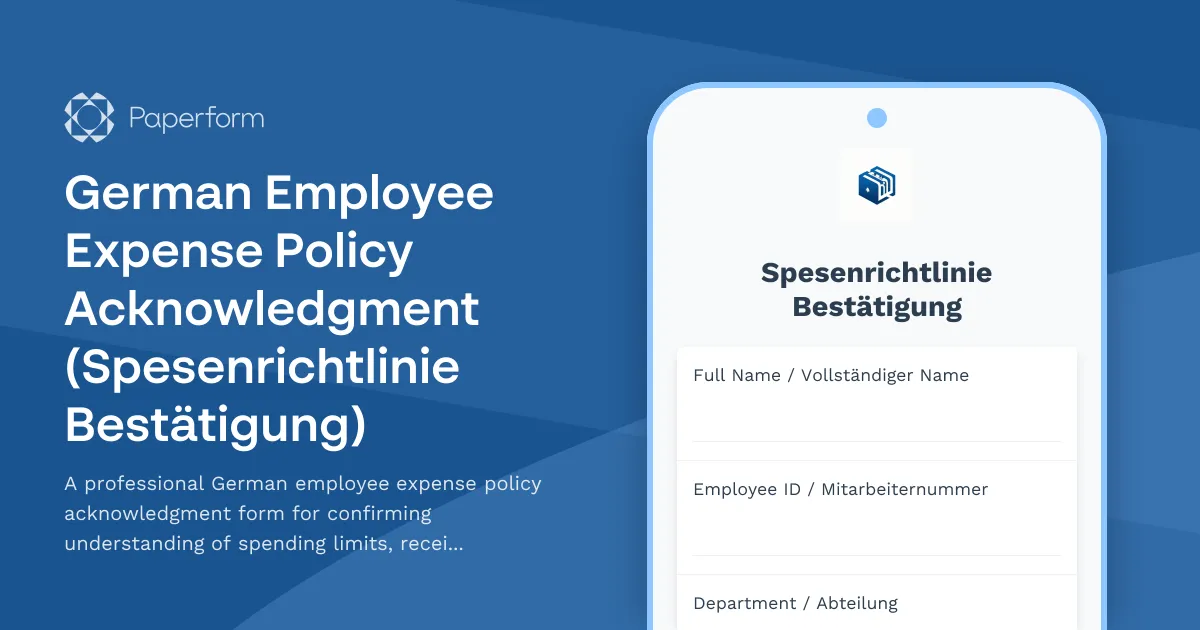 German Employee Expense Policy Acknowledgment (Spesenrichtlinie Bestätigung)