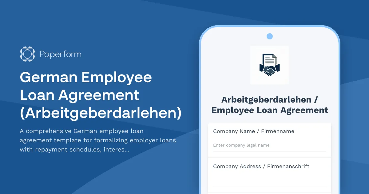 German Employee Loan Agreement (Arbeitgeberdarlehen)