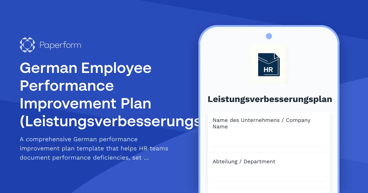 German Employee Performance Improvement Plan (Leistungsverbesserungsplan)