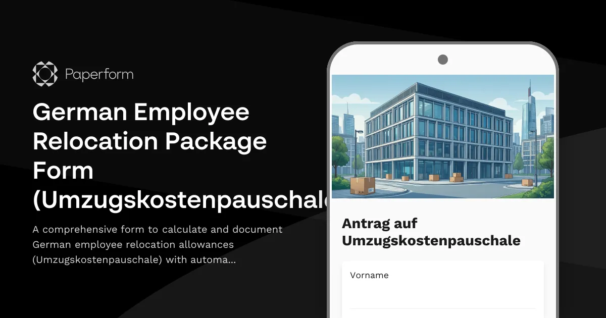German Employee Relocation Package Form (Umzugskostenpauschale)