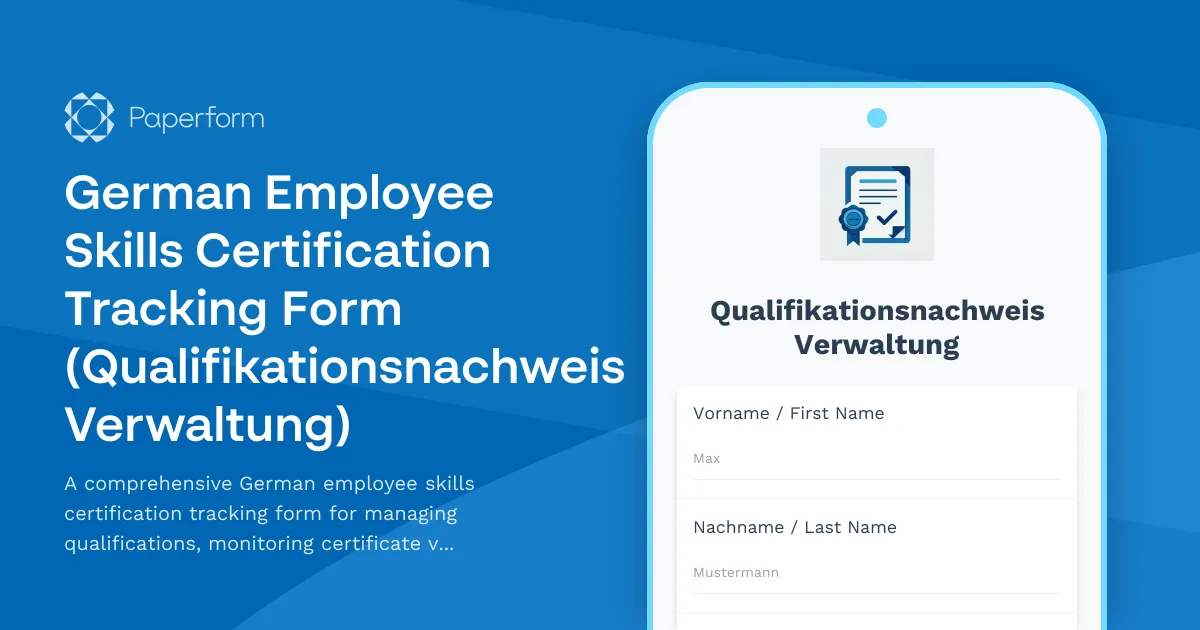 German Employee Skills Certification Tracking Form (Qualifikationsnachweis Verwaltung)