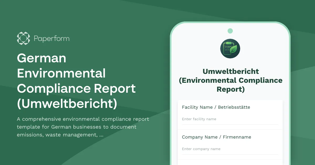 German Environmental Compliance Report (Umweltbericht)