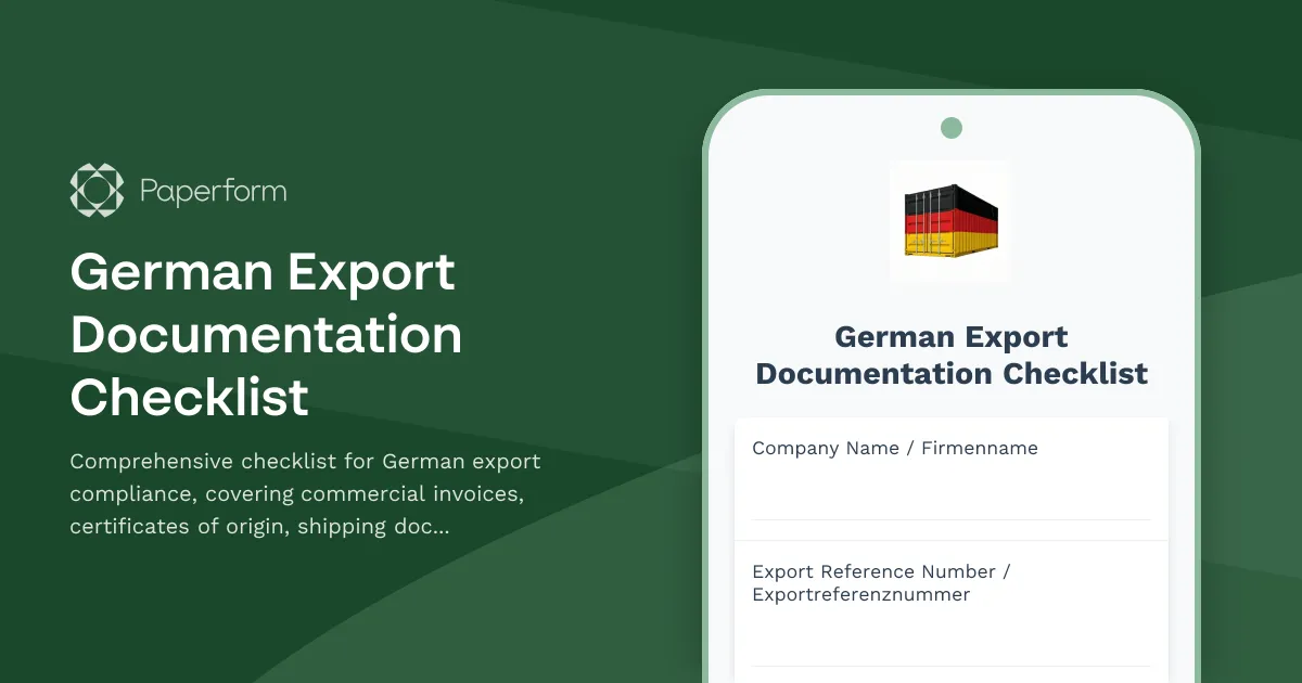 German Export Documentation Checklist