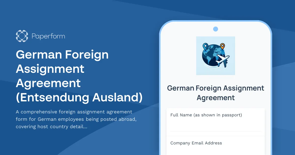 German Foreign Assignment Agreement (Entsendung Ausland)