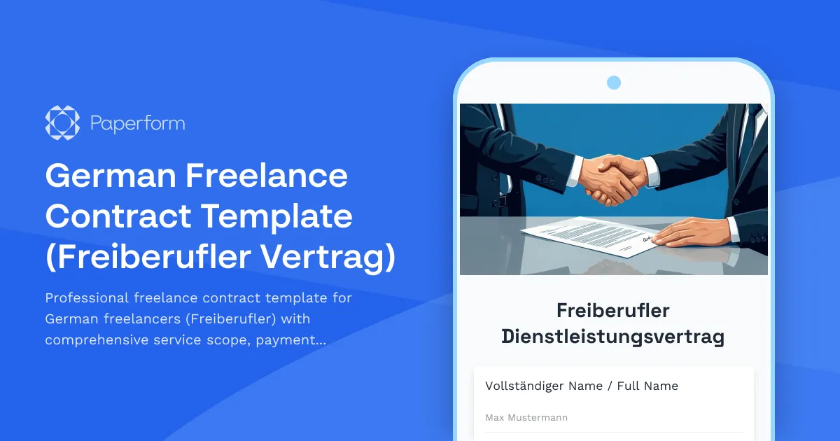 German Freelance Contract Template (Freiberufler Vertrag)