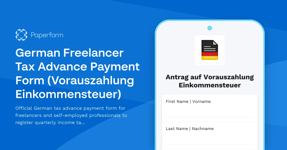 German Freelancer Tax Advance Payment Form (Vorauszahlung Einkommensteuer)