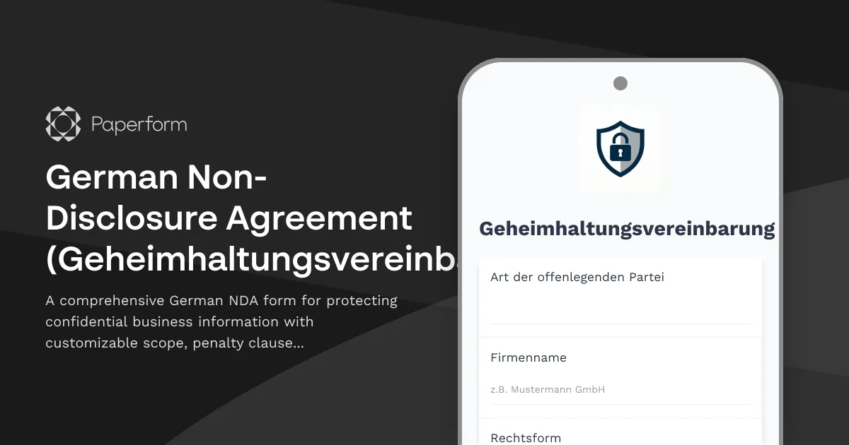 German Non-Disclosure Agreement (Geheimhaltungsvereinbarung)