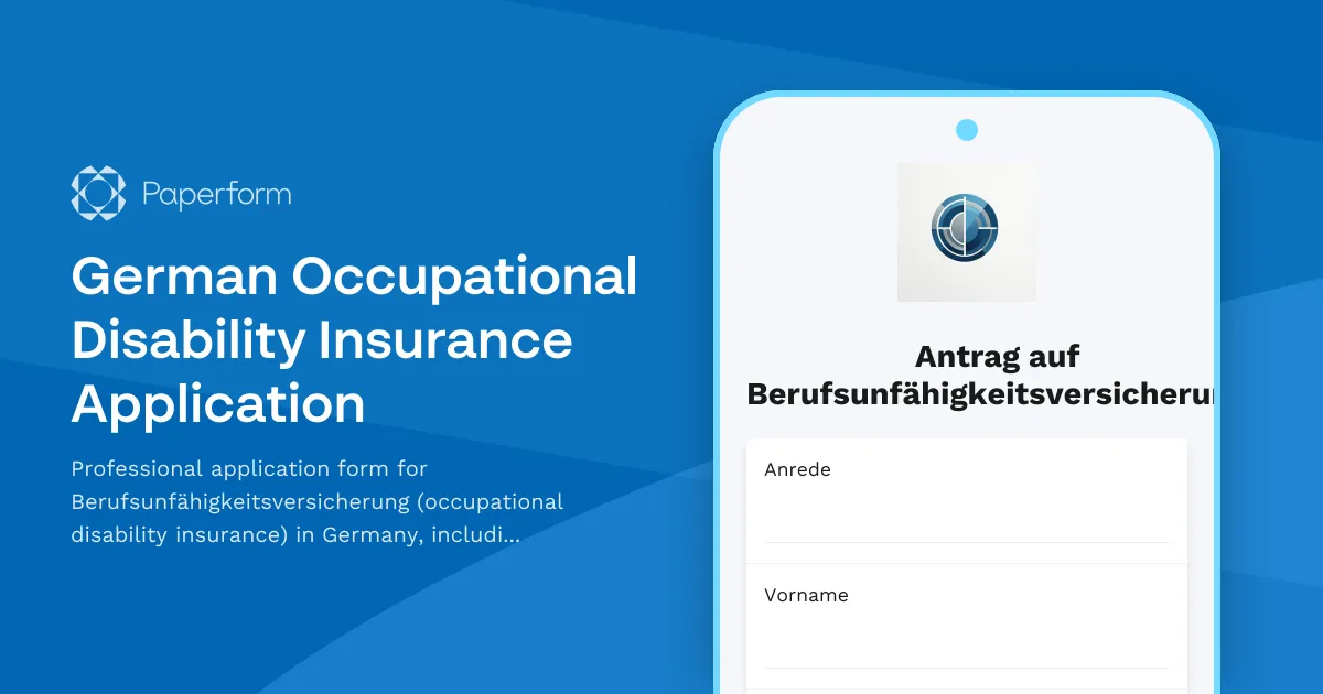 German Occupational Disability Insurance Application