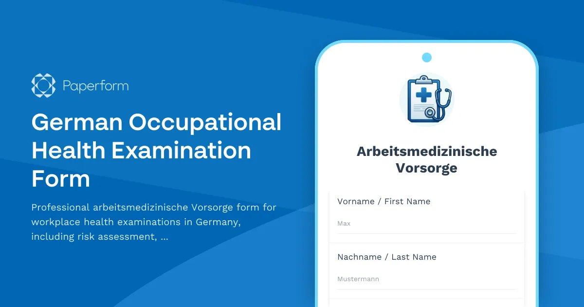 German Occupational Health Examination Form