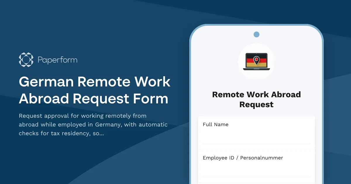 German Remote Work Abroad Request Form