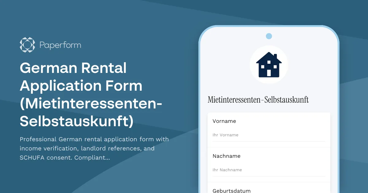 German Rental Application Form (Mietinteressenten-Selbstauskunft)