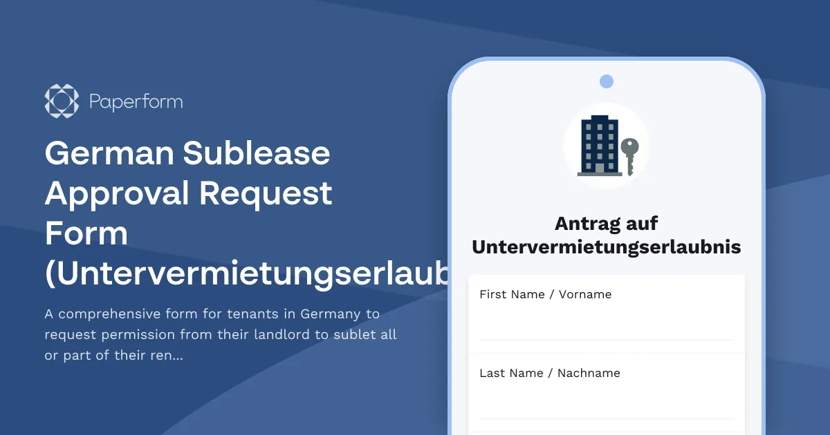 German Sublease Approval Request Form (Untervermietungserlaubnis)