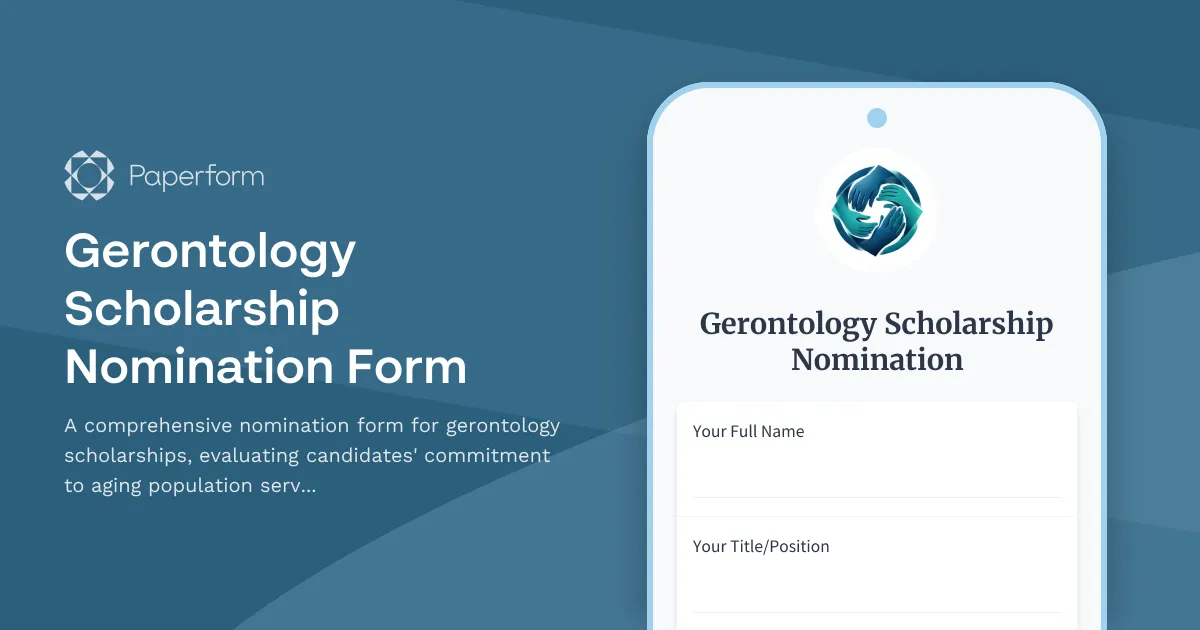 Gerontology Scholarship Nomination Form