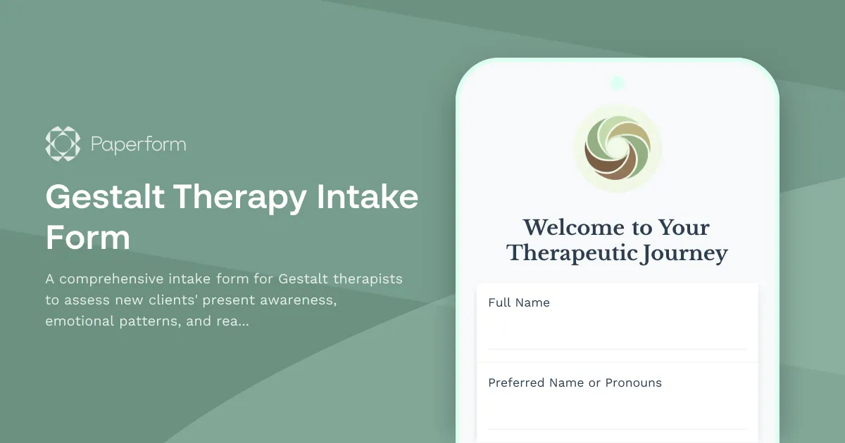Gestalt Therapy Intake Form