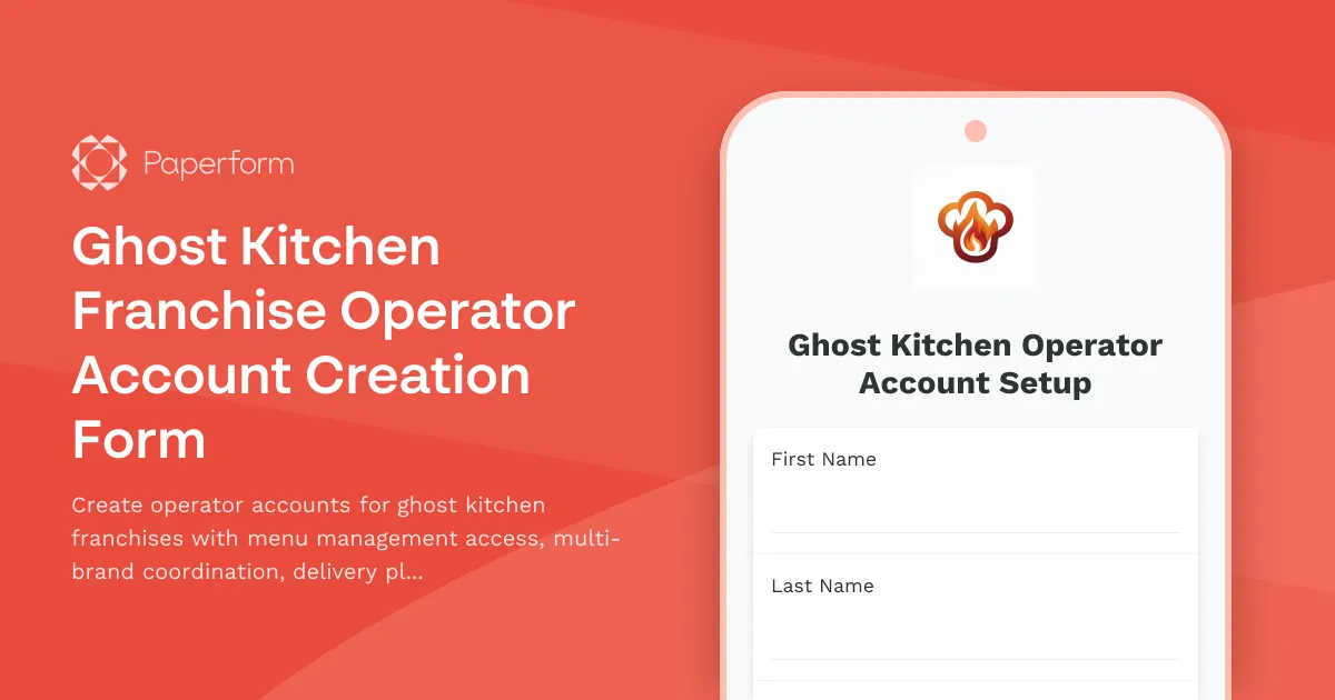 Ghost Kitchen Franchise Operator Account Creation Form