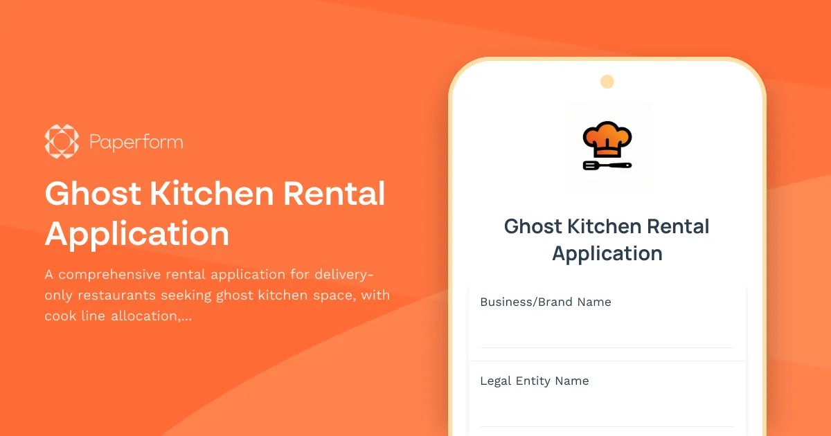 Ghost Kitchen Rental Application