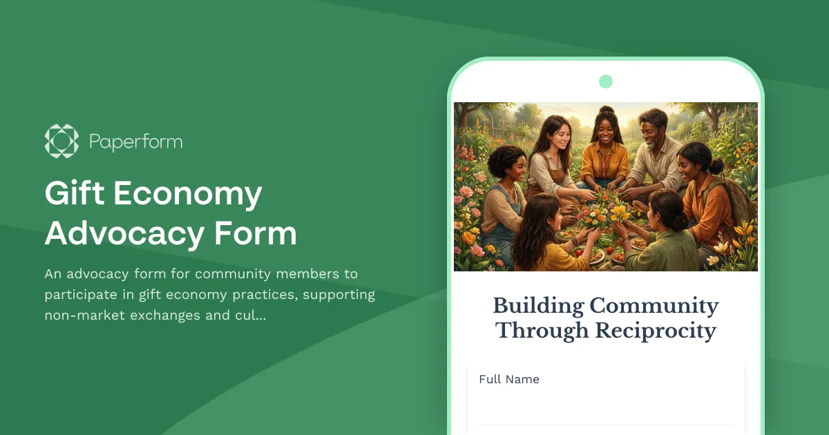 Gift Economy Advocacy Form