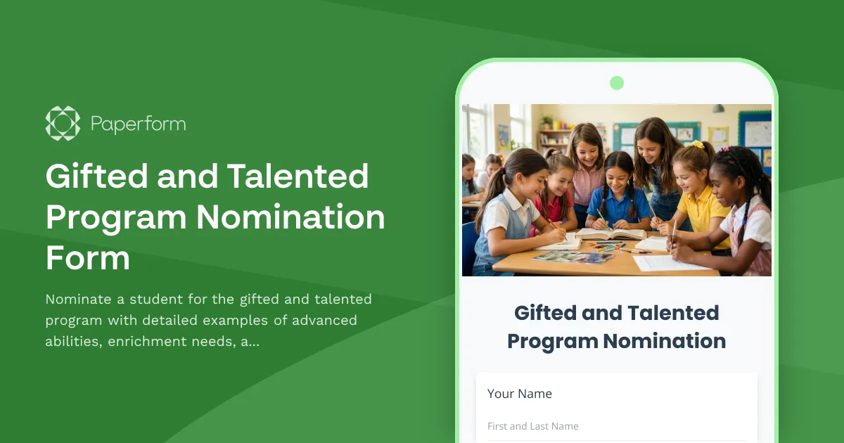 Gifted and Talented Program Nomination Form